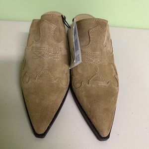 ZARA HEELED SUEDE COWBOY MULES